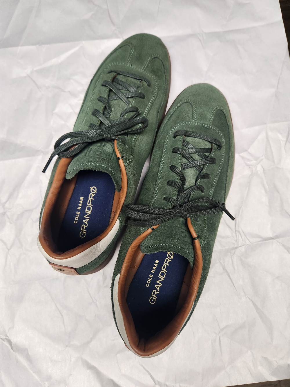 Cole Haan Green Suede GrandPro Lace-Up Sneakers